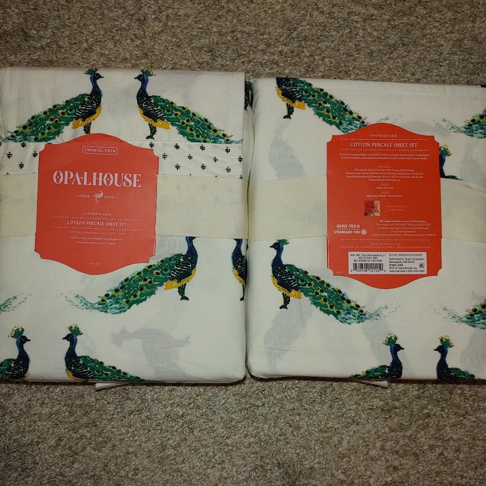 Twin/twin XL Opalhouse Peacock Sheets teal cream gold